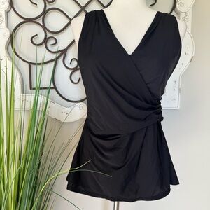 LANDS’ END Size 8 Black Women’s Black Tankini Swimsuit Top